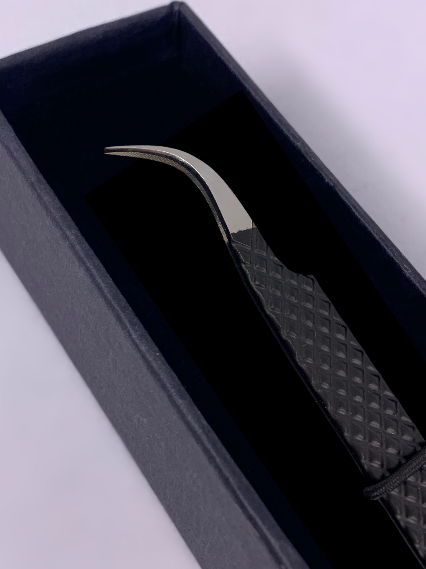 Black Curved Tweezer - Gold Tip