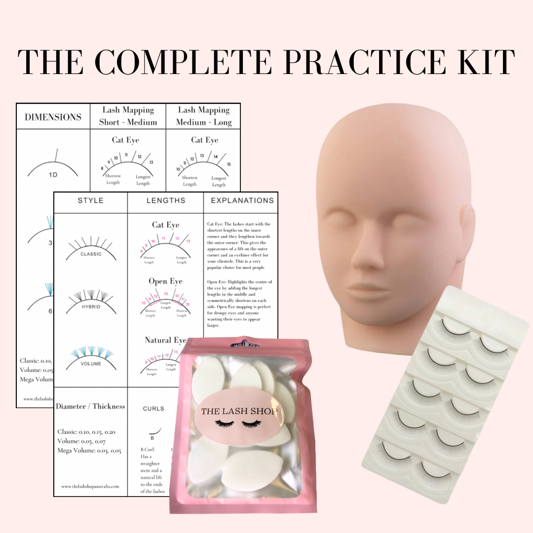 Lash Practice Sheets and Mannequin Head