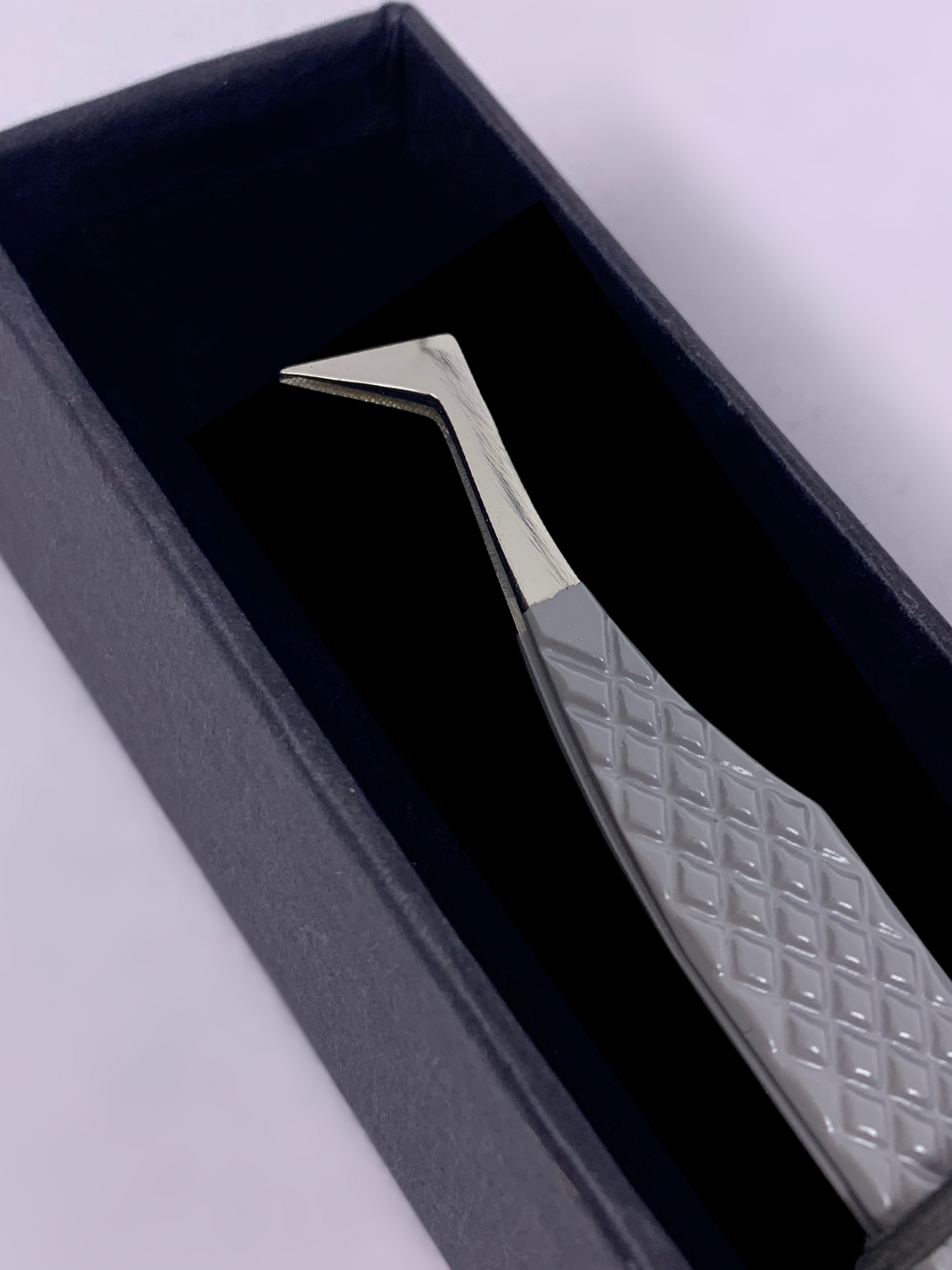 Grey Axe Tip Tweezer - Silver Tip