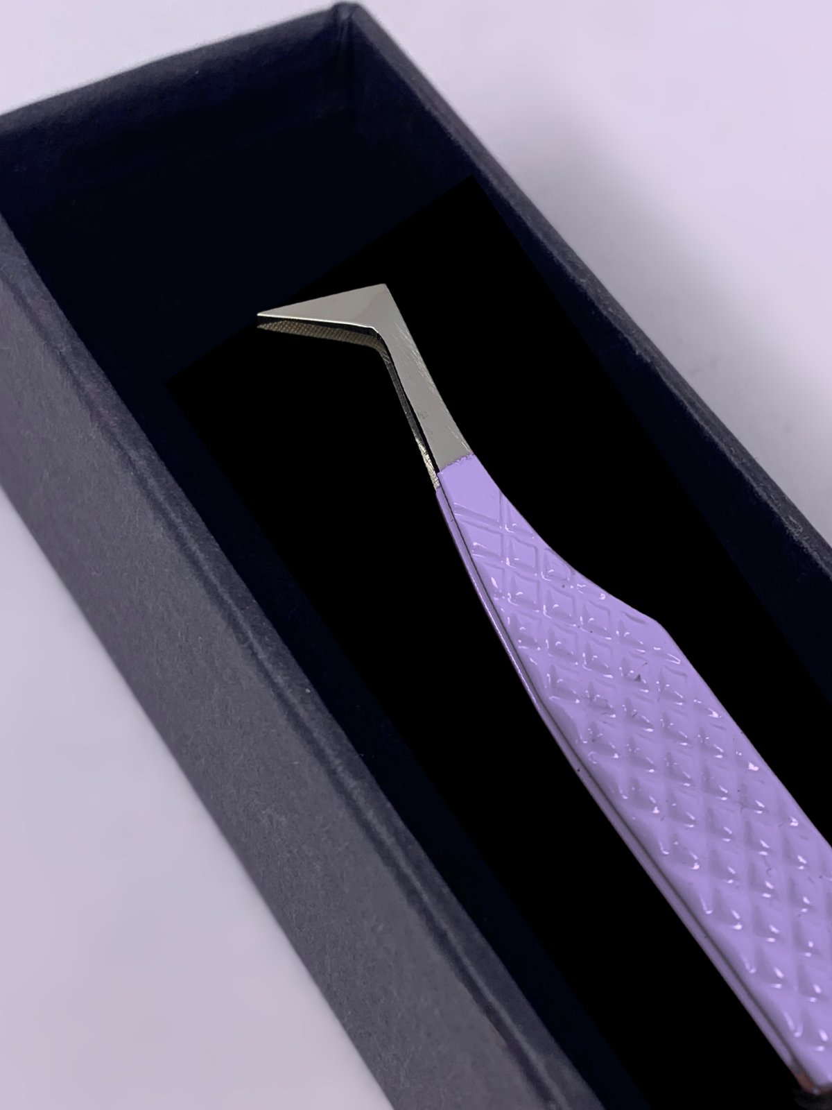 Purple Axe Tip Tweezer - Silver Tip