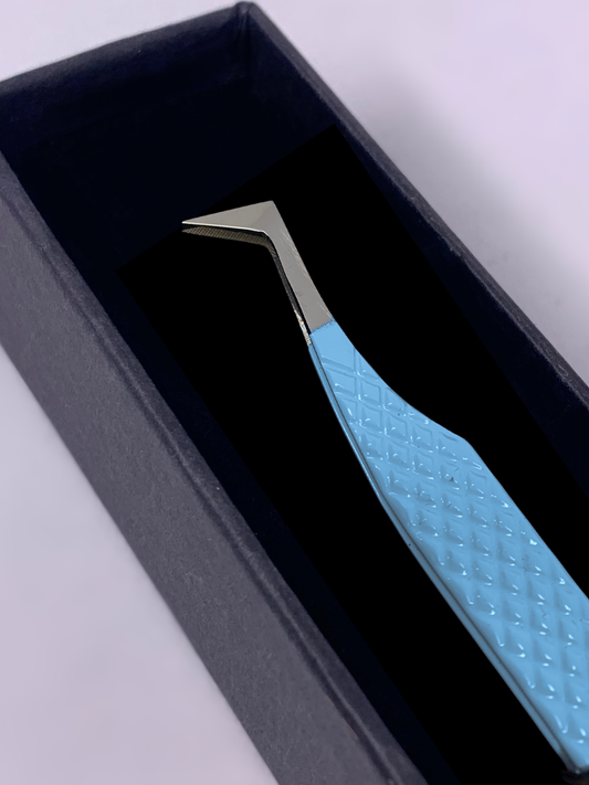 Blue Axe Tip Tweezer - Gold Tip